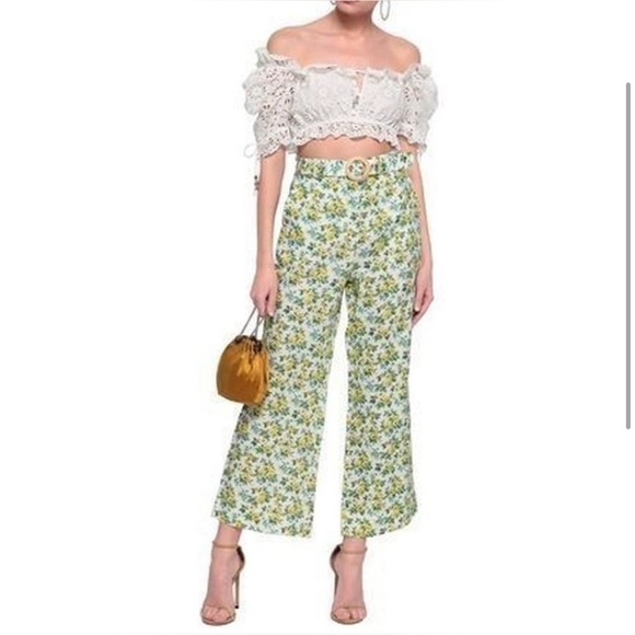 Zimmerman Golden Fitted Pant in Lemonade Acid Floral Size 8 - Picture 1 of 6